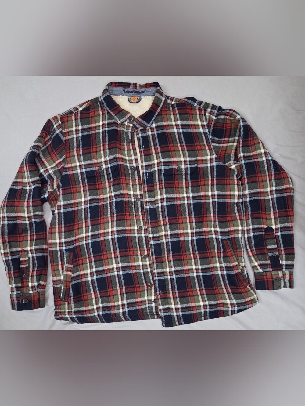 Tailor Vintage Sherpa Lined Flannel Shirt Jacket XXL Plaid